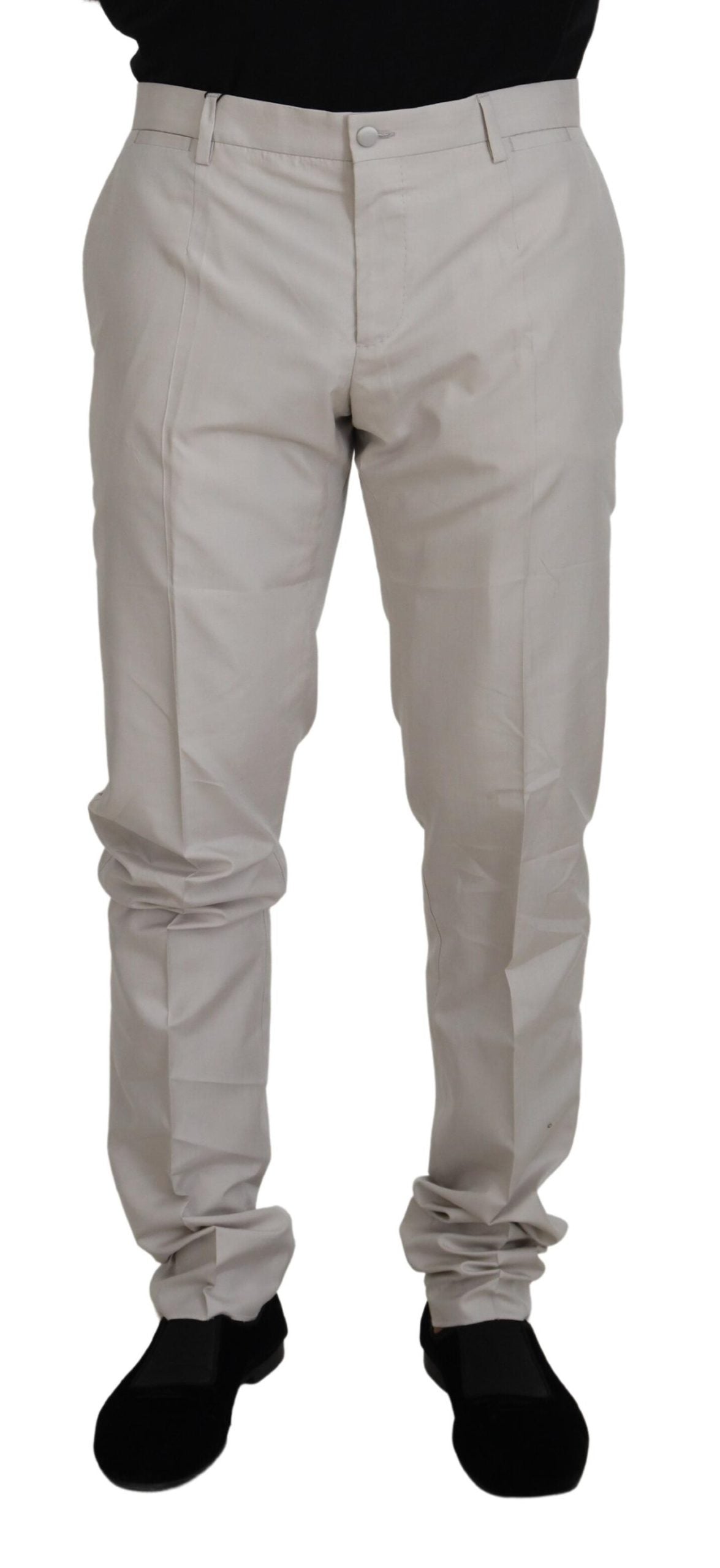 Dolce & Gabbana Off-White Seidene Chino-Hose mit mittlerer Bundhöhe
