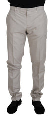 Dolce & Gabbana Off-White Seidene Chino-Hose mit mittlerer Bundhöhe