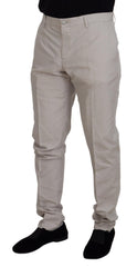 Dolce & Gabbana Off-White Seidene Chino-Hose mit mittlerer Bundhöhe