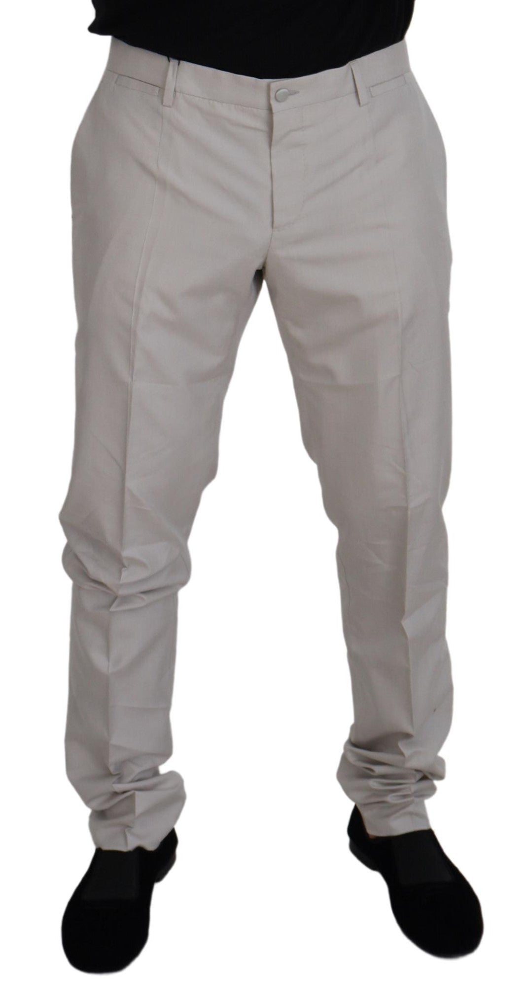 Dolce & Gabbana Off-White Seidene Chino-Hose mit mittlerer Bundhöhe