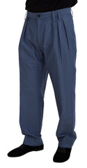 Dolce & Gabbana Blauw Linnen Chino Formele Herenbroek