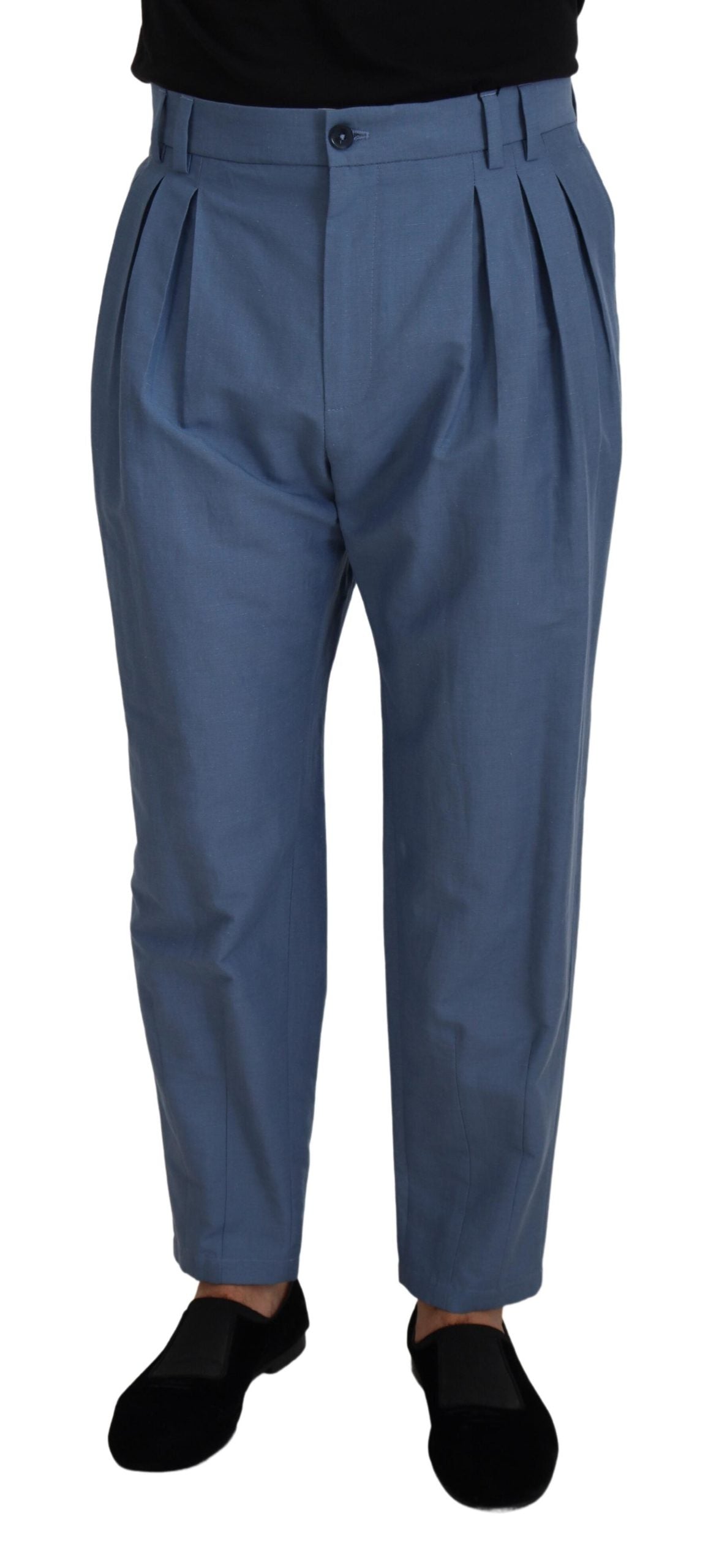 Dolce & Gabbana Blaue Leinen-Chino-Anzughose