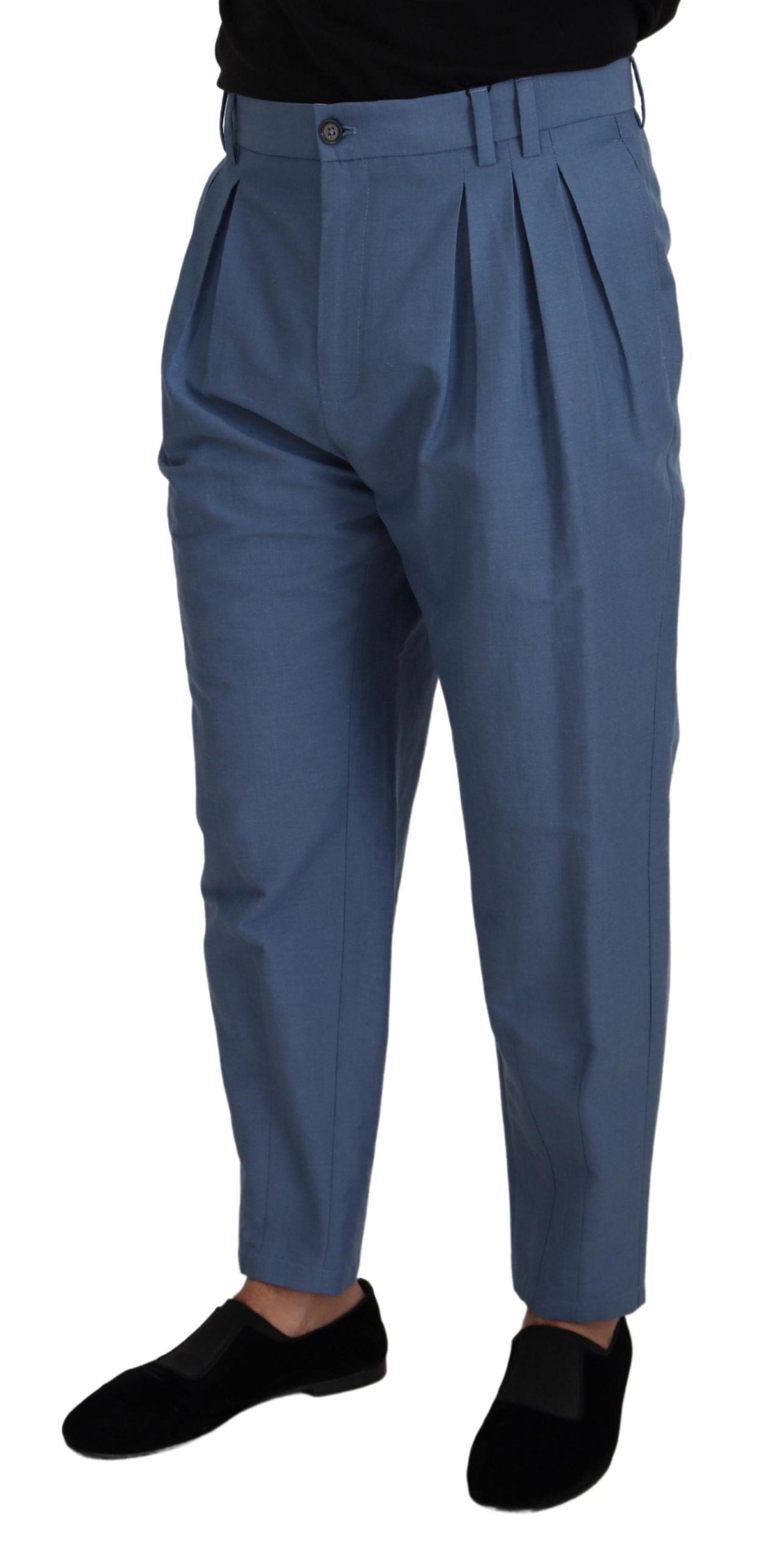 Dolce & Gabbana Blaue Leinen-Chino-Anzughose