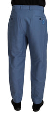 Dolce & Gabbana Blaue Leinen-Chino-Anzughose