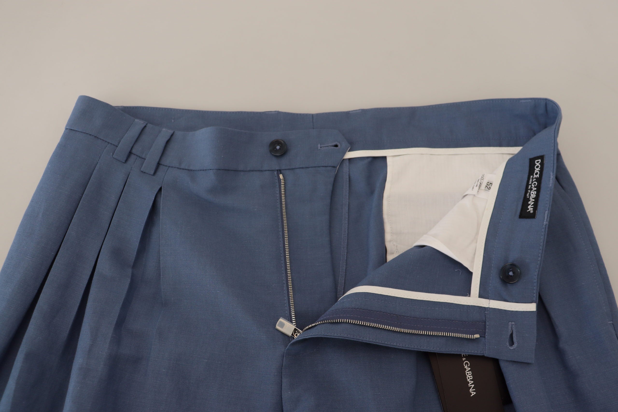 Dolce & Gabbana Blaue Leinen-Chino-Anzughose