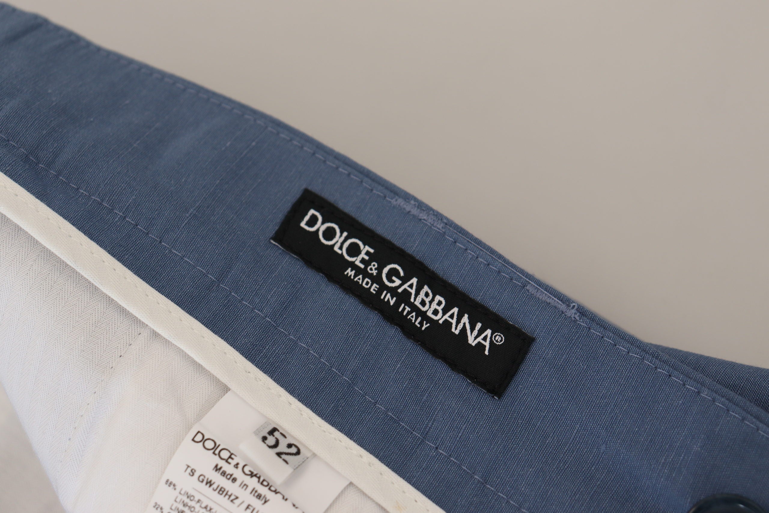 Dolce & Gabbana Blaue Leinen-Chino-Anzughose