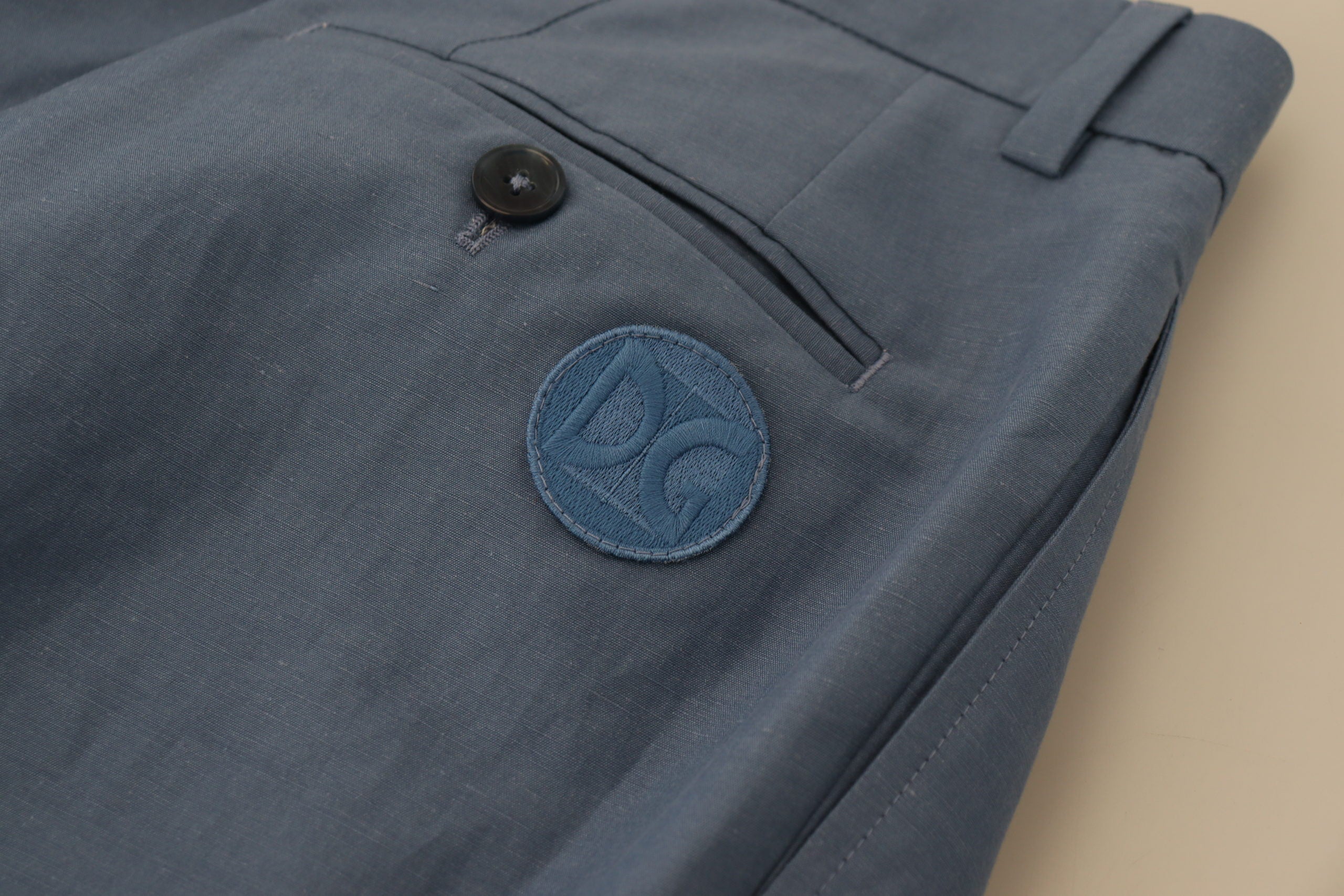 Dolce & Gabbana Blaue Leinen-Chino-Anzughose