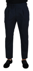 Dolce & Gabbana Blauw Gestreepte Formele Herenbroek