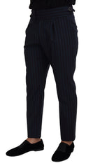 Dolce & Gabbana Blauw Gestreepte Formele Herenbroek