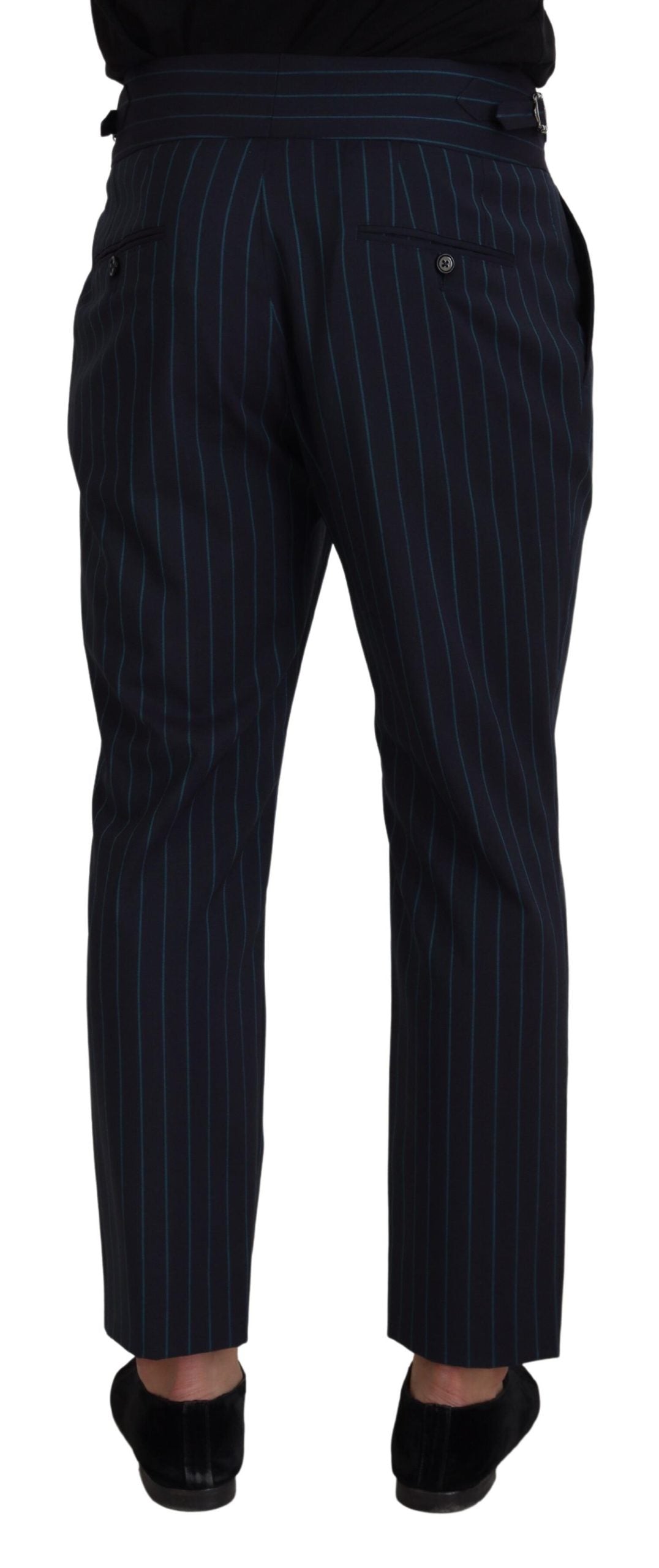 Dolce & Gabbana Blauw Gestreepte Formele Herenbroek