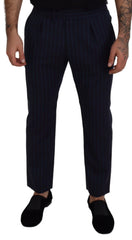 Dolce & Gabbana Blauw Gestreepte Formele Herenbroek