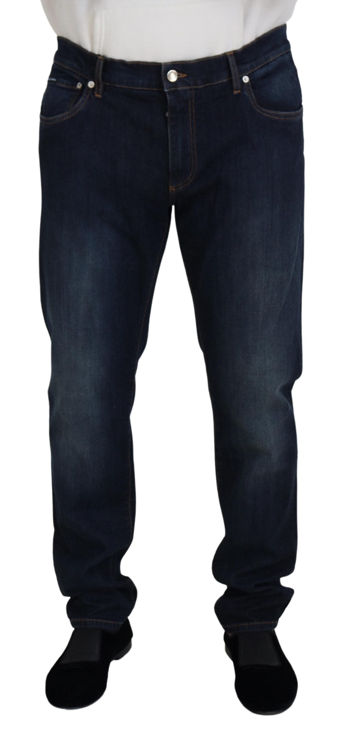 Dolce & Gabbana Blaue Jeans aus Baumwolle mit geradem Schnitt