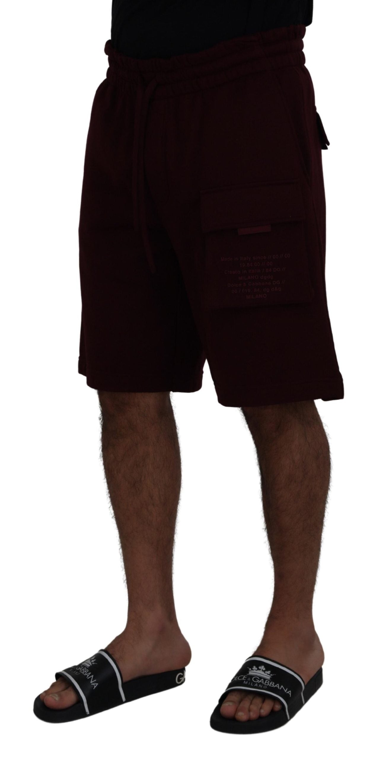 Dolce & Gabbana Bordeauxrote Bermuda Cargo Shorts für Herren