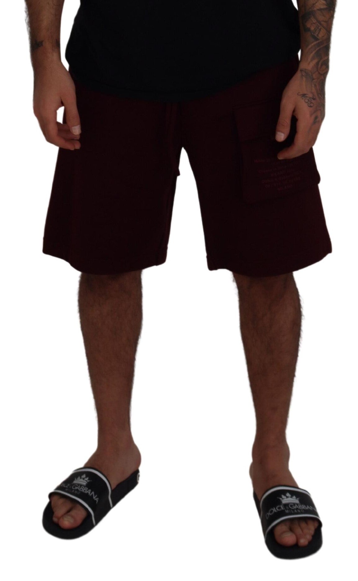 Dolce & Gabbana Bordeauxrote Bermuda Cargo Shorts für Herren