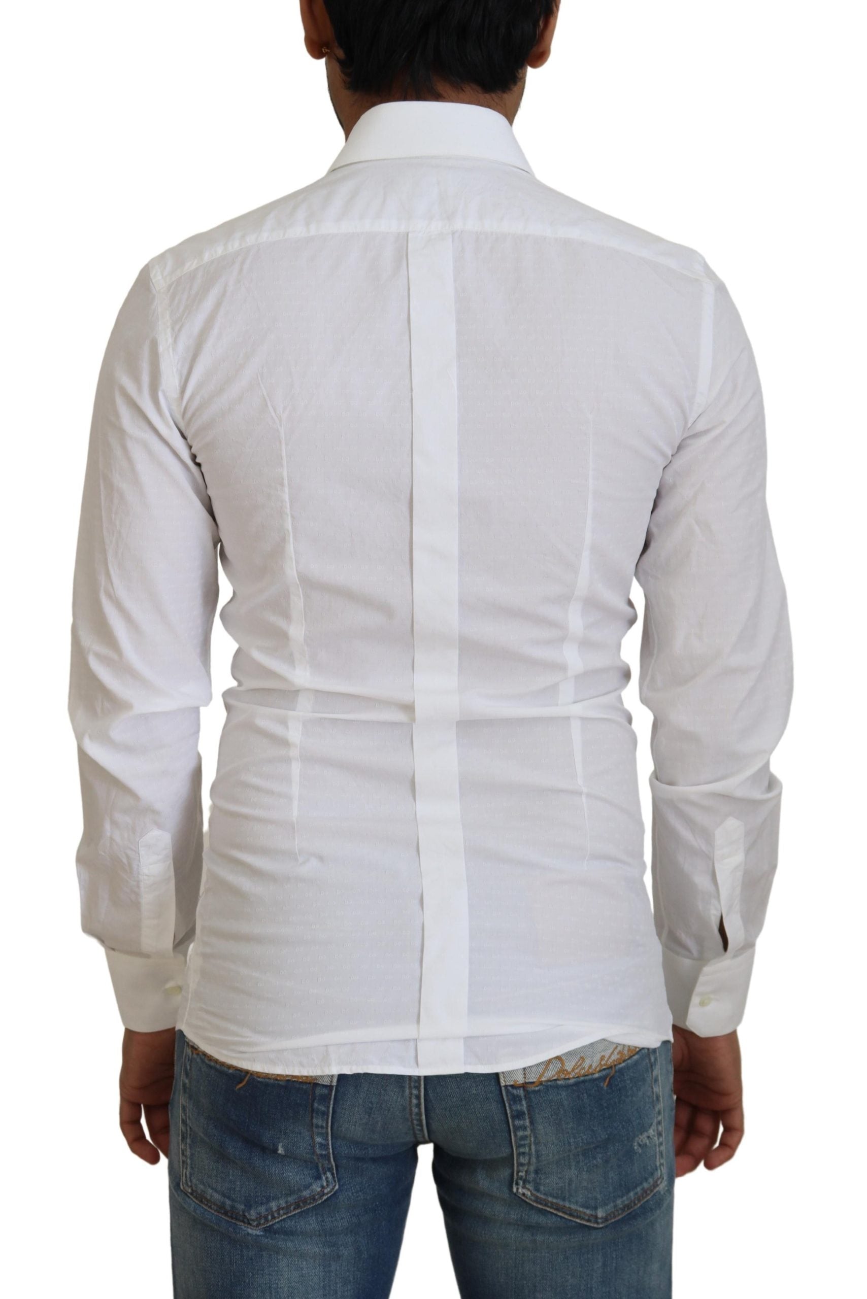 Dolce & Gabbana Weißes Slim Fit Abendhemdfür Herren GOLD
