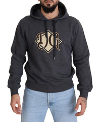 Dolce & Gabbana Grauer Kapuzenpullover aus Baumwolle mit Logo