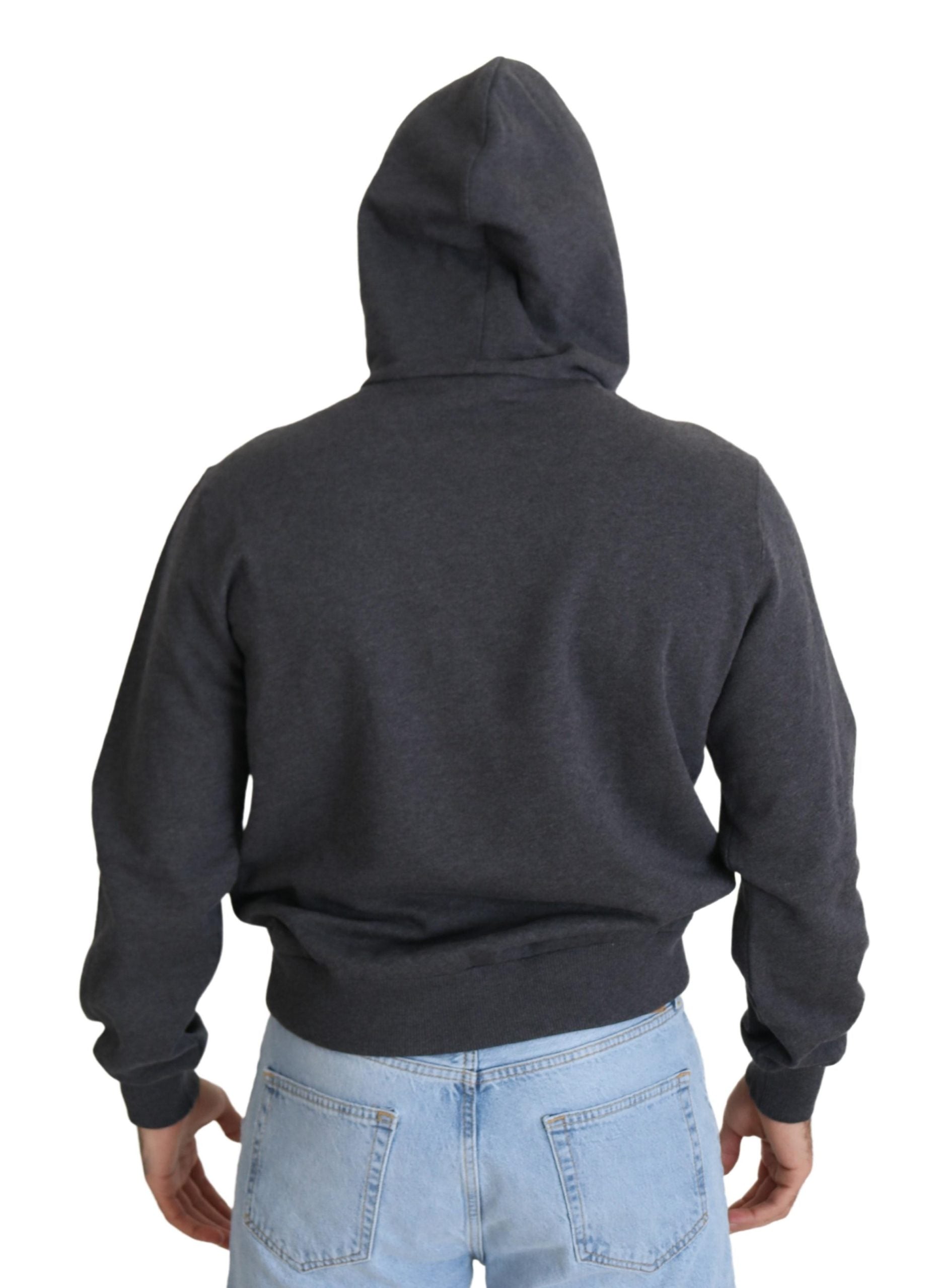 Dolce & Gabbana Grauer Kapuzenpullover aus Baumwolle mit Logo