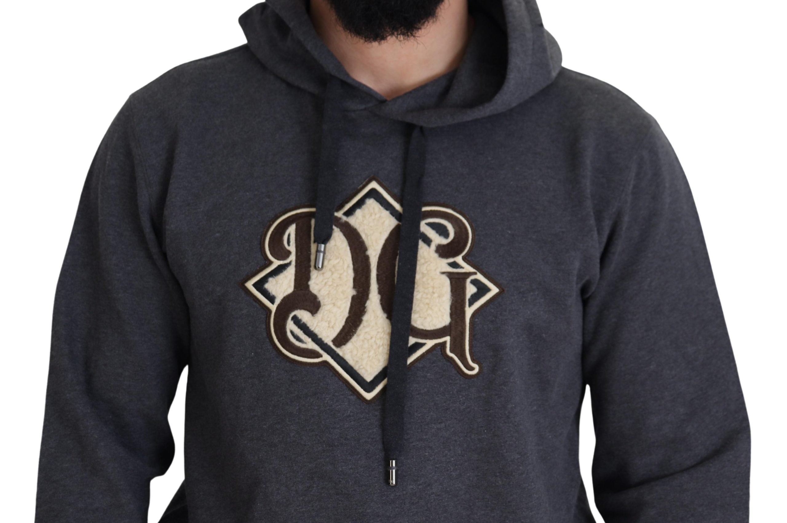 Dolce & Gabbana Grauer Kapuzenpullover aus Baumwolle mit Logo