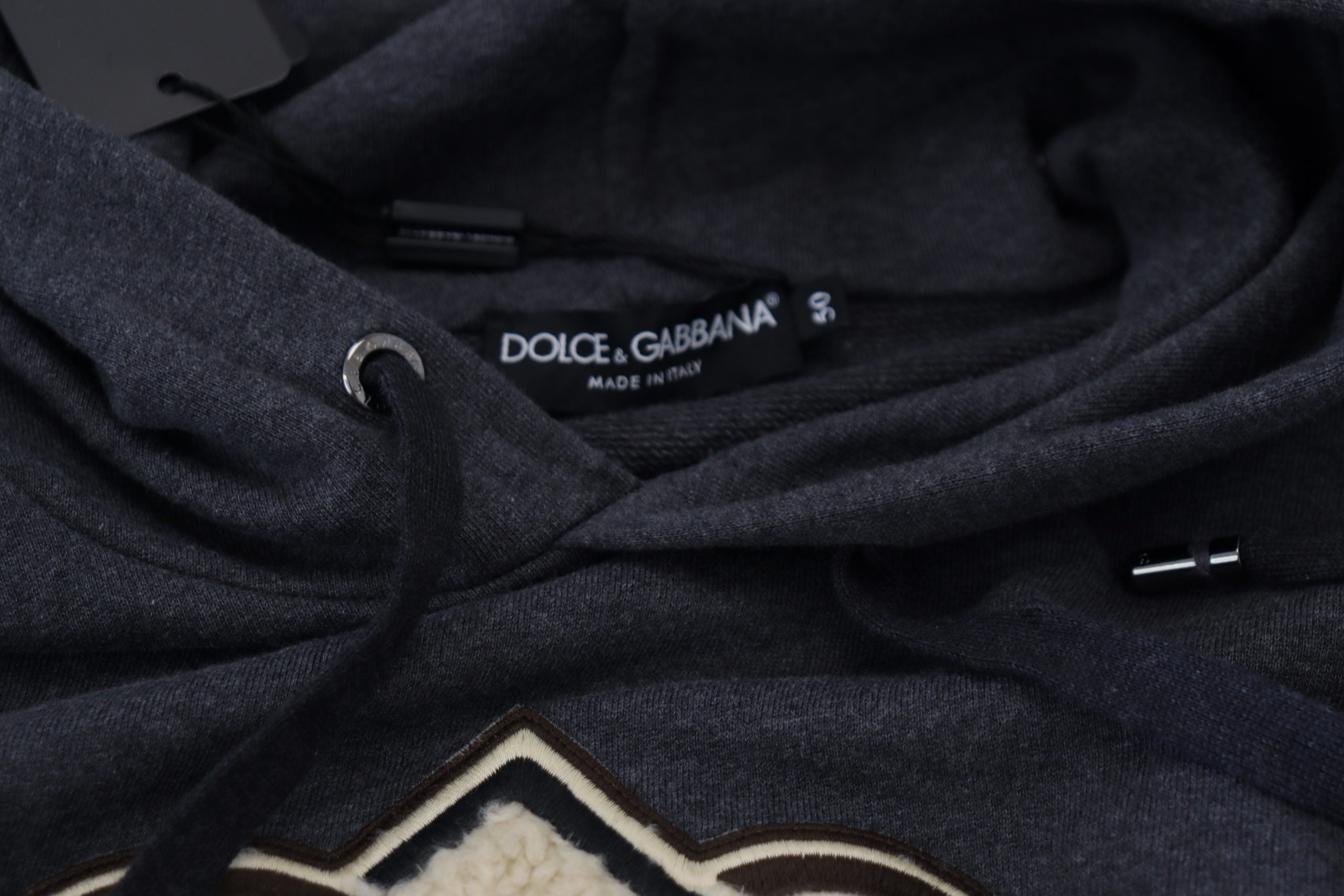 Dolce & Gabbana Grauer Kapuzenpullover aus Baumwolle mit Logo