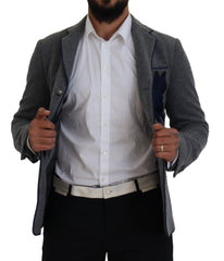 Dolce & Gabbana Grijs Wollen Rozen Slim Fit Jas Blazer