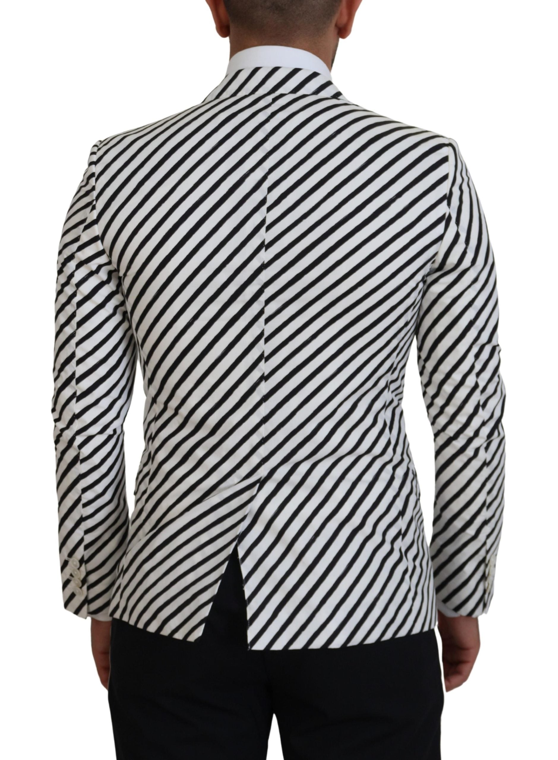 Dolce & Gabbana Wit Zwart Gestreepte Slim Fit Jas Blazer