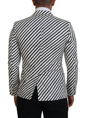 Dolce & Gabbana Wit Zwart Gestreepte Slim Fit Jas Blazer