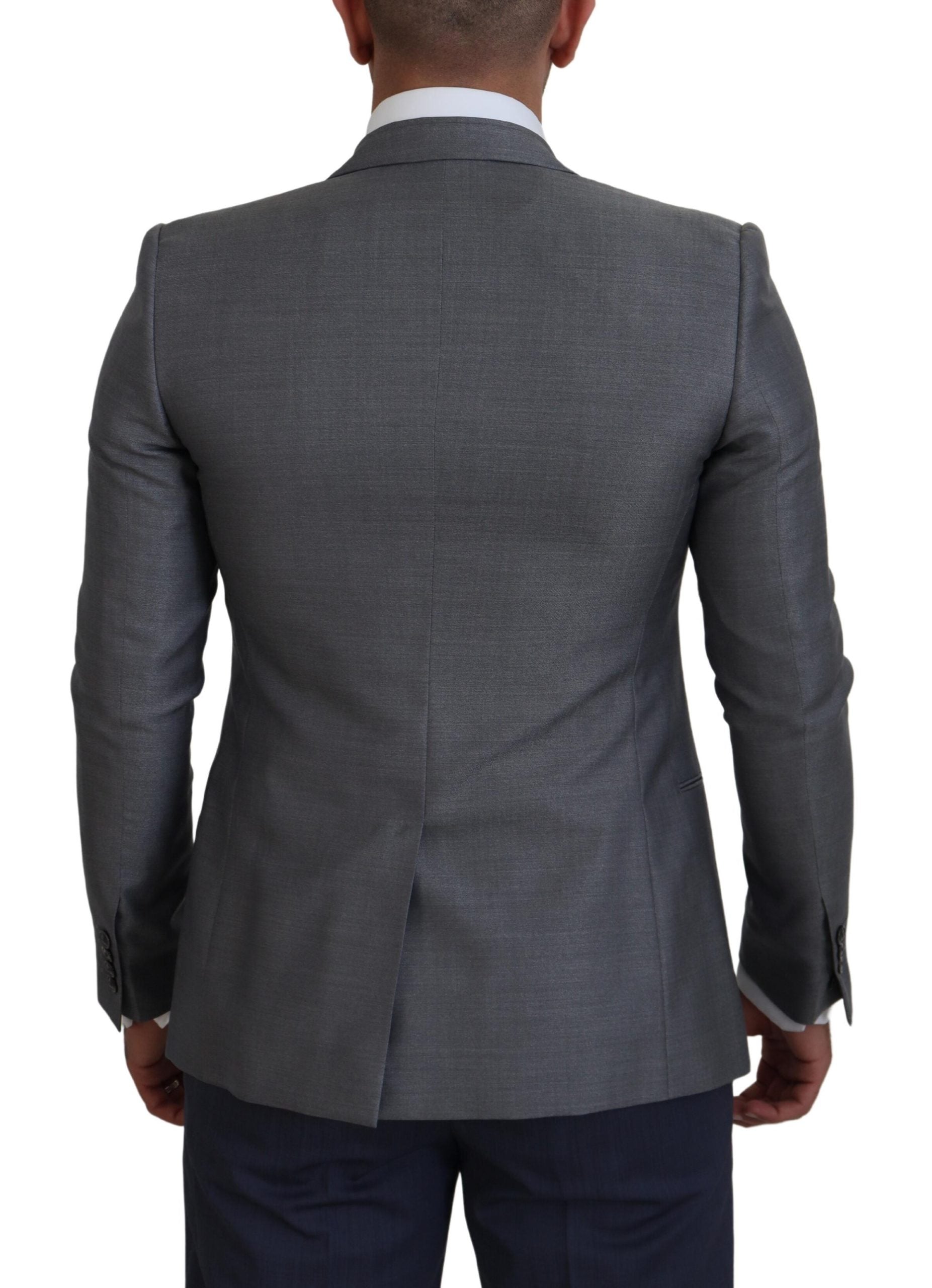 Dolce & Gabbana Graue Sakko aus Wolle und Seide mit schmaler Passform