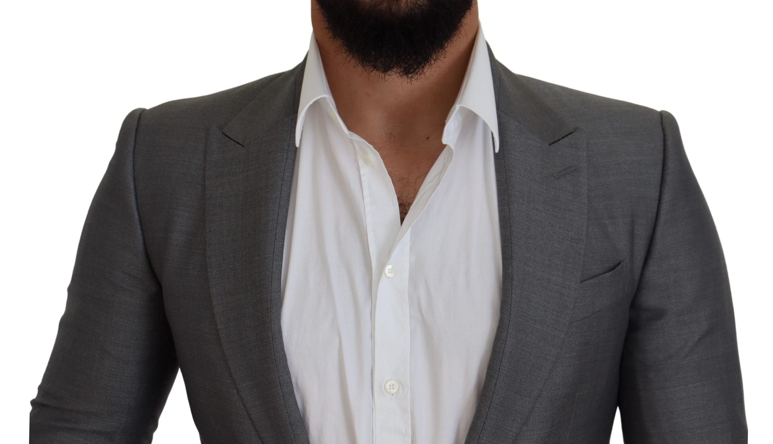 Dolce & Gabbana Graue Sakko aus Wolle und Seide mit schmaler Passform