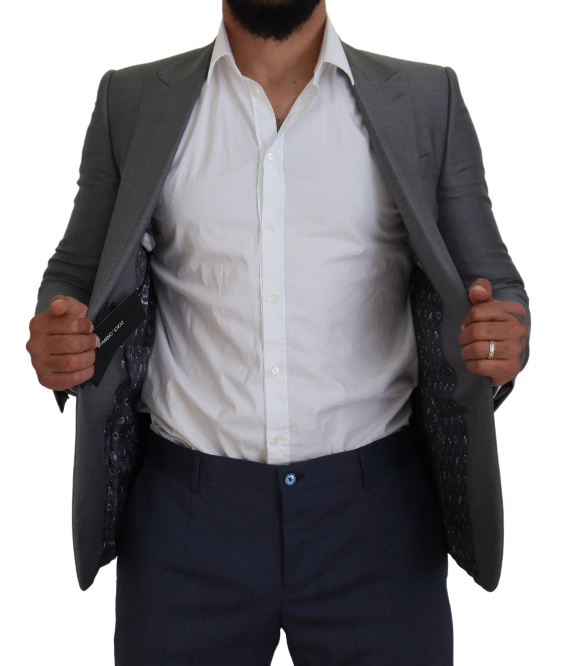Dolce & Gabbana Graue Sakko aus Wolle und Seide mit schmaler Passform