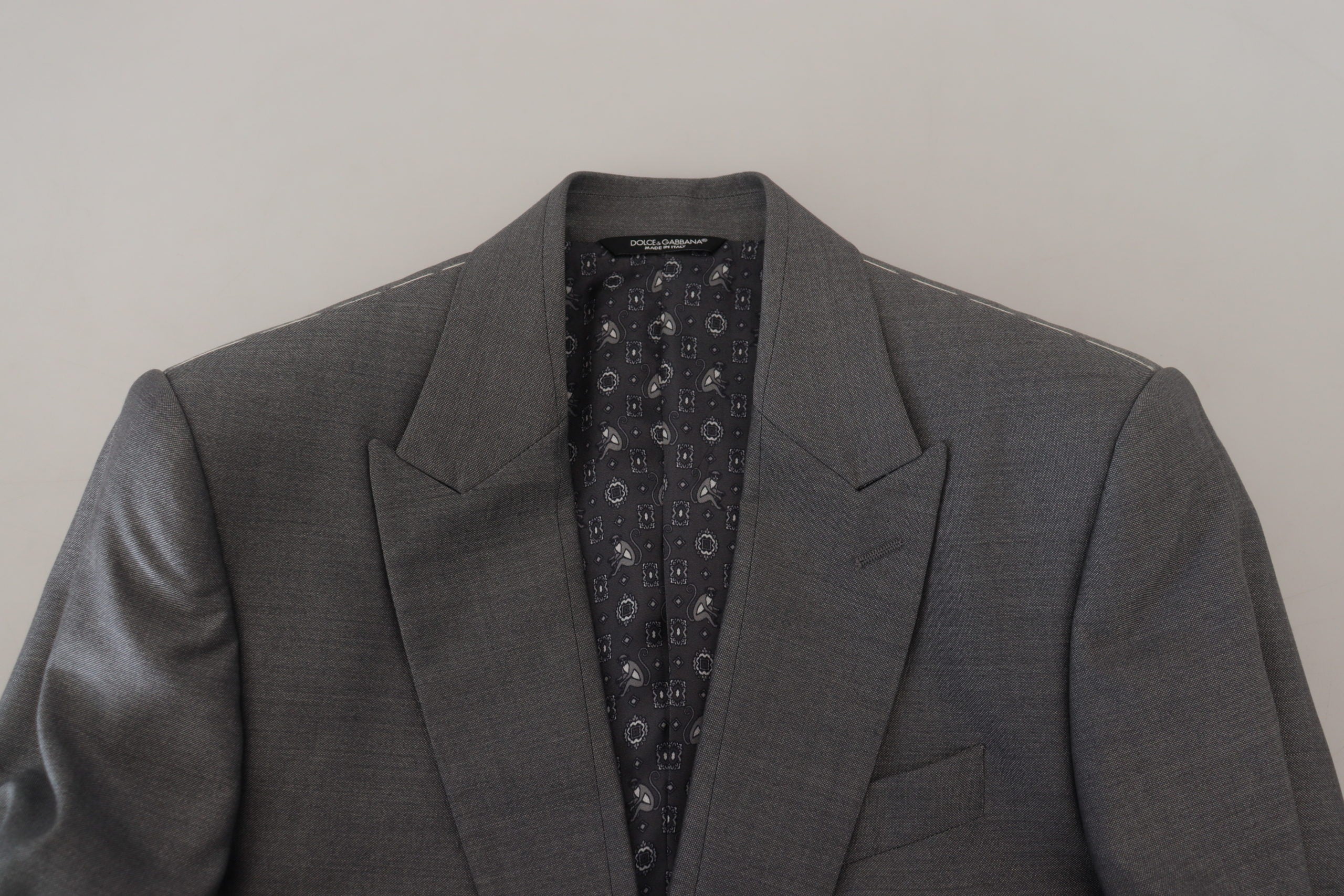 Dolce & Gabbana Graue Sakko aus Wolle und Seide mit schmaler Passform