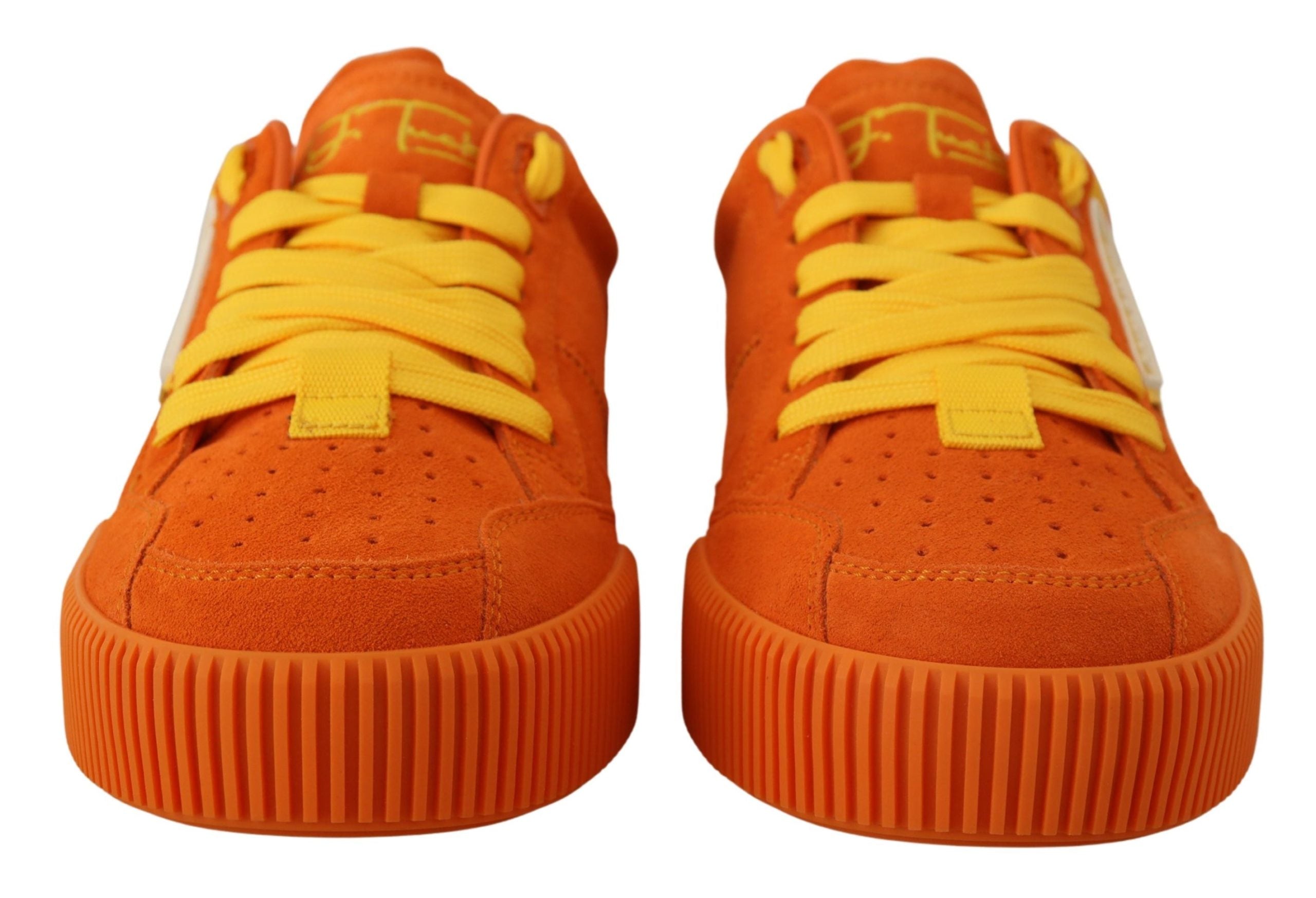 Dolce & Gabbana Orange Leder P.j. Tucker Sneakers Schuhe