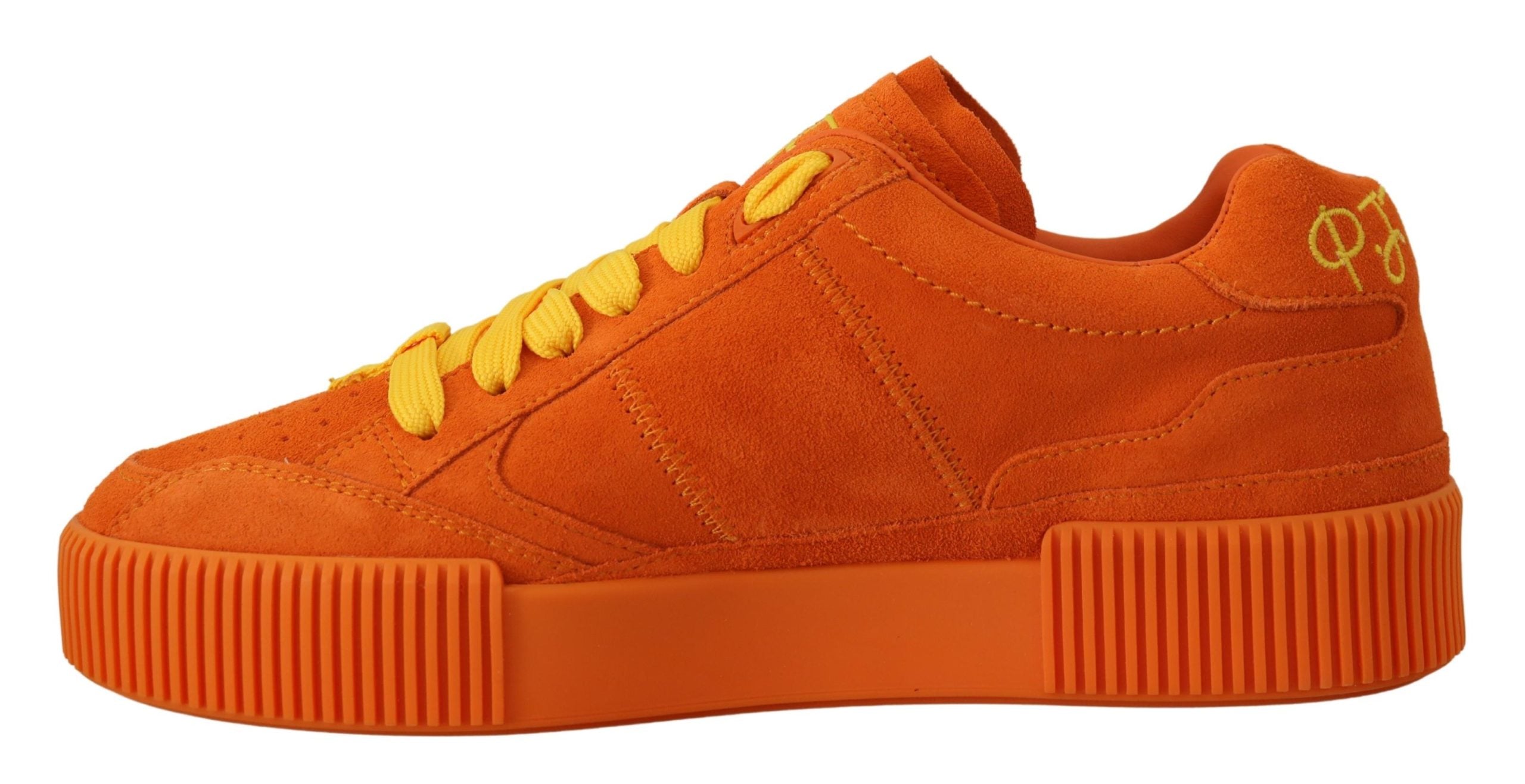 Dolce & Gabbana Orange Leder P.j. Tucker Sneakers Schuhe