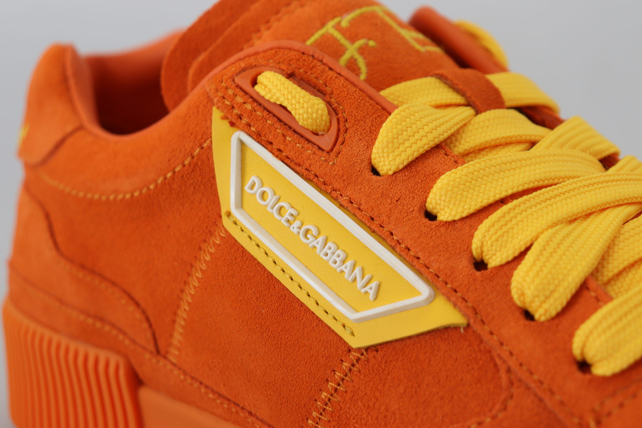 Dolce & Gabbana Orange Leder P.j. Tucker Sneakers Schuhe
