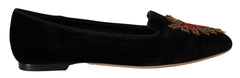 Dolce & Gabbana Zwarte DG Sacred Heart Patch Slip-on Platte Schoenen