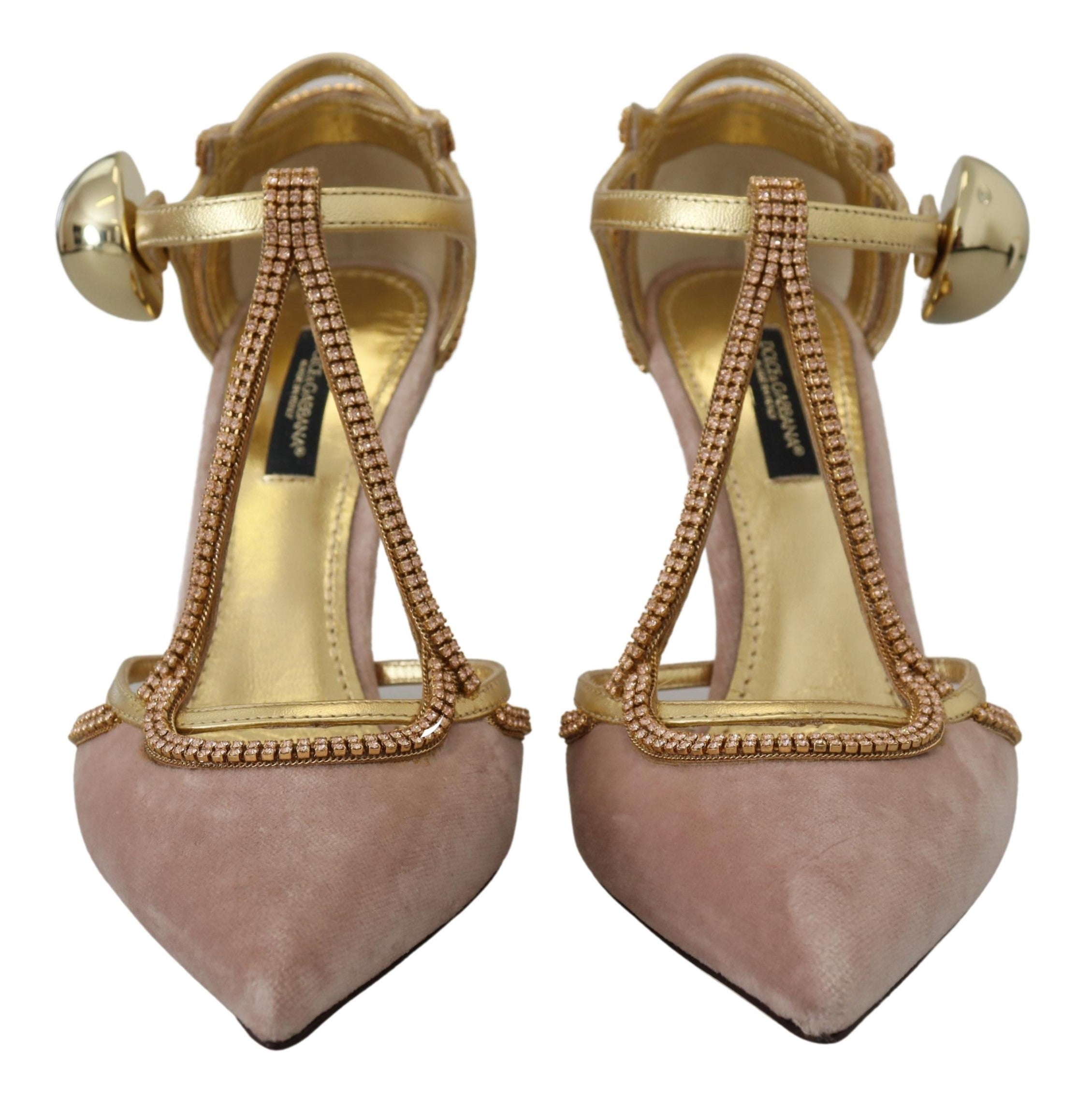 Dolce & Gabbana Pink Crystal T-Spangen Pumps Schuhe
