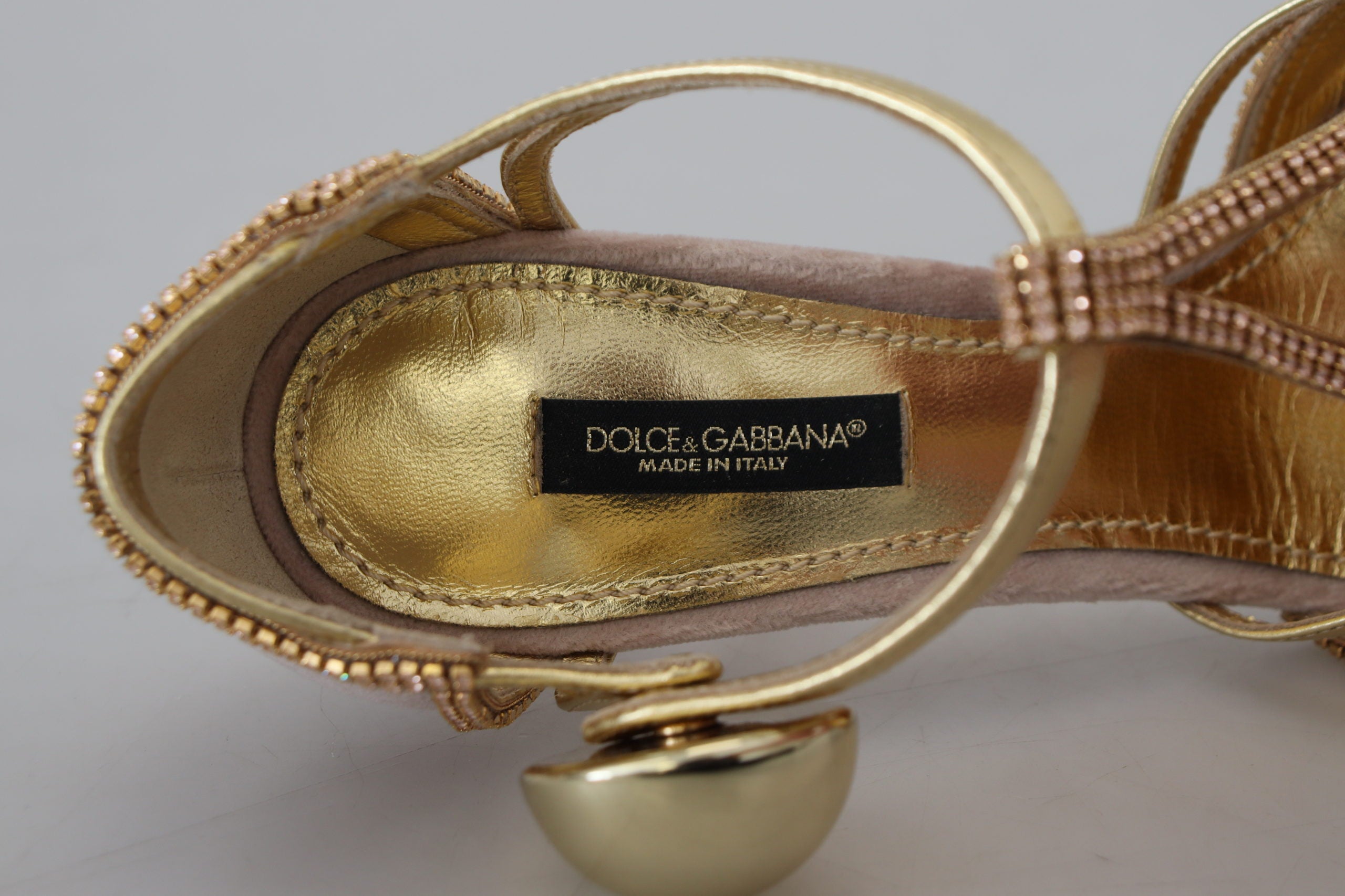 Dolce & Gabbana Pink Crystal T-Spangen Pumps Schuhe