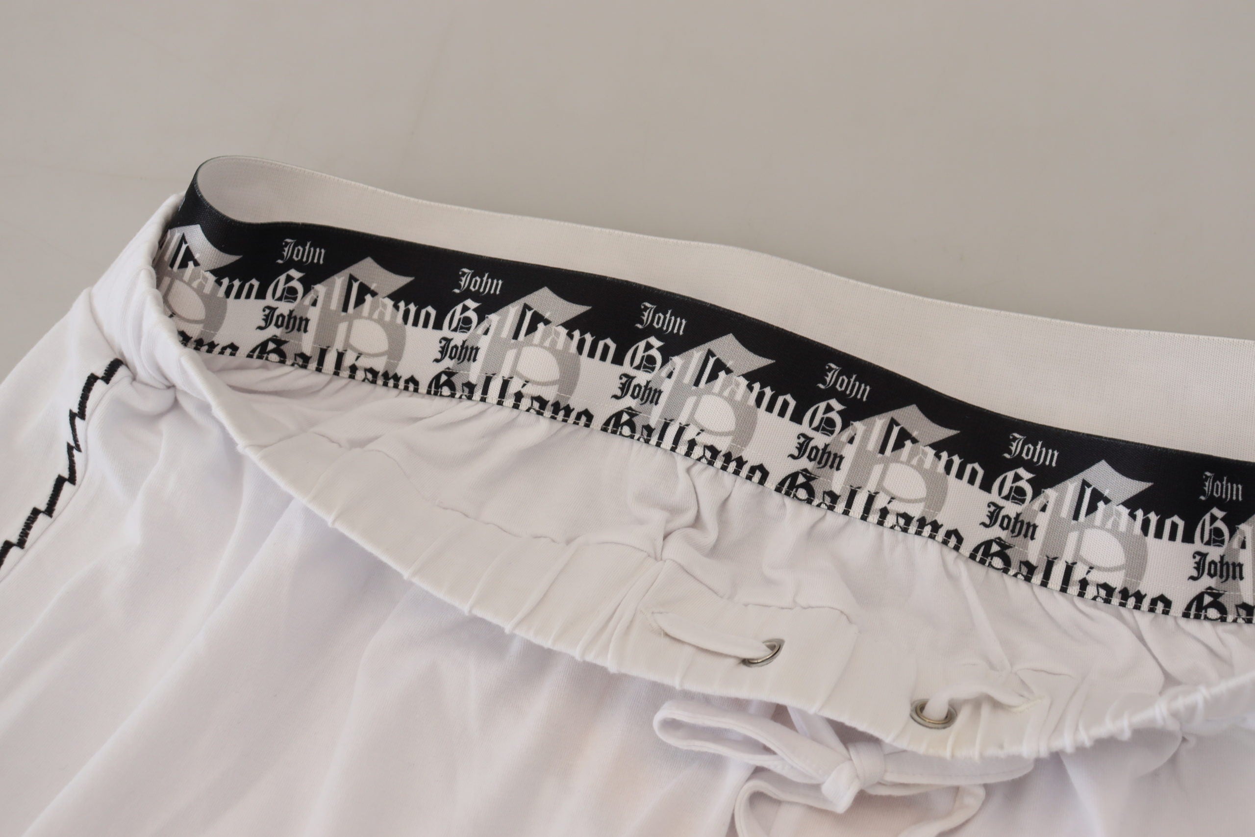 John Galliano Witte Katoenen Logo Losvallende Herenbroek