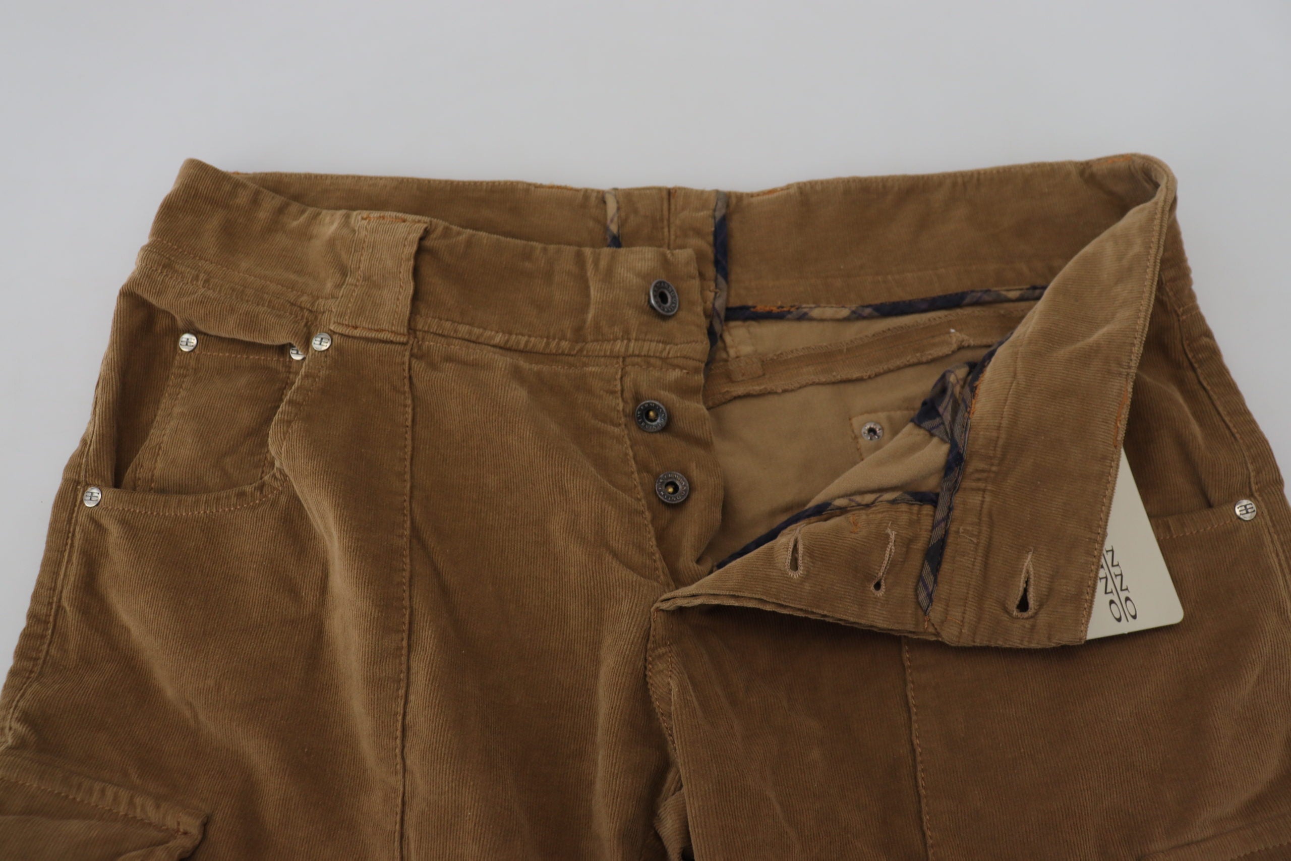 Ermanno Scervino Bruine Katoenen Corduroy Cargo Broek