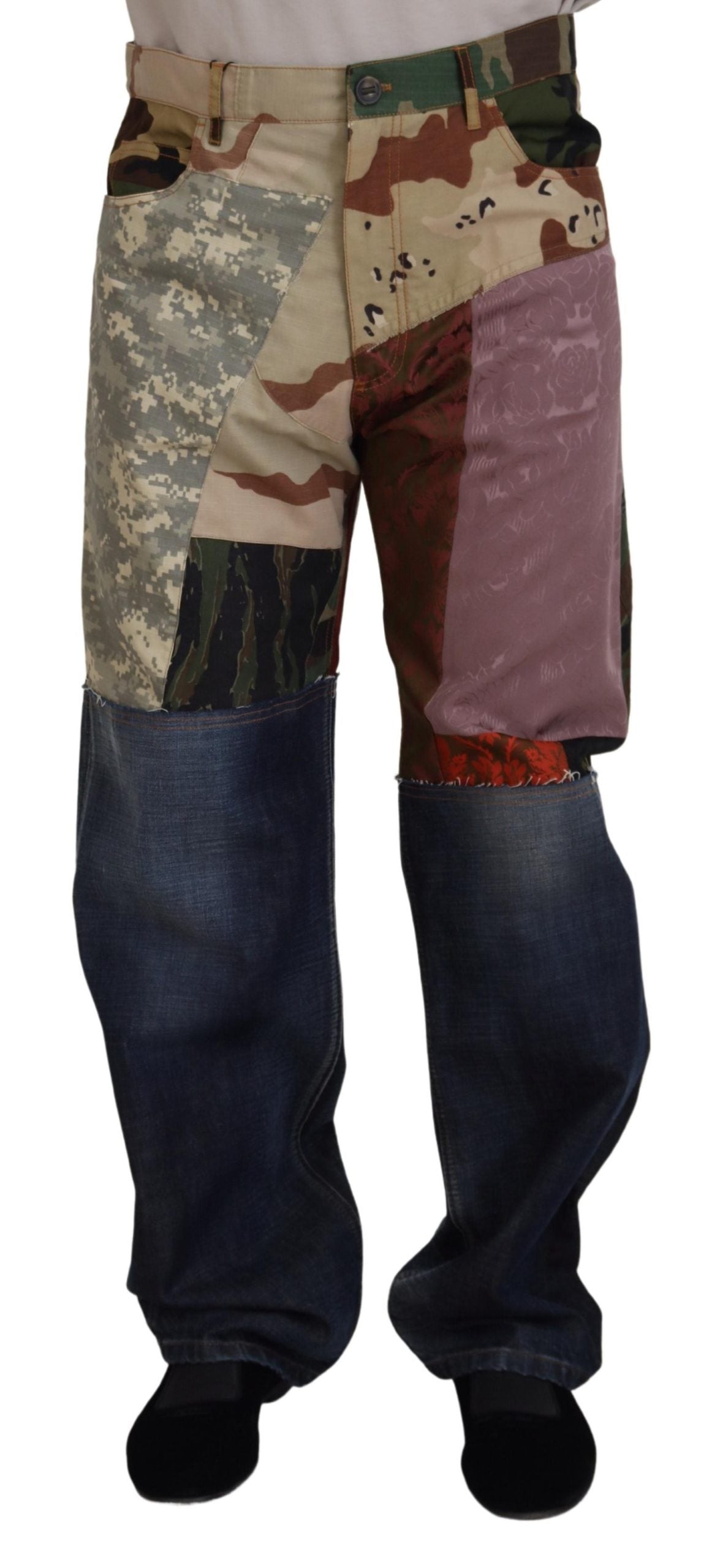 Dolce & Gabbana Multicolor Seiden-Patchwork Herren-Denim-Jeans