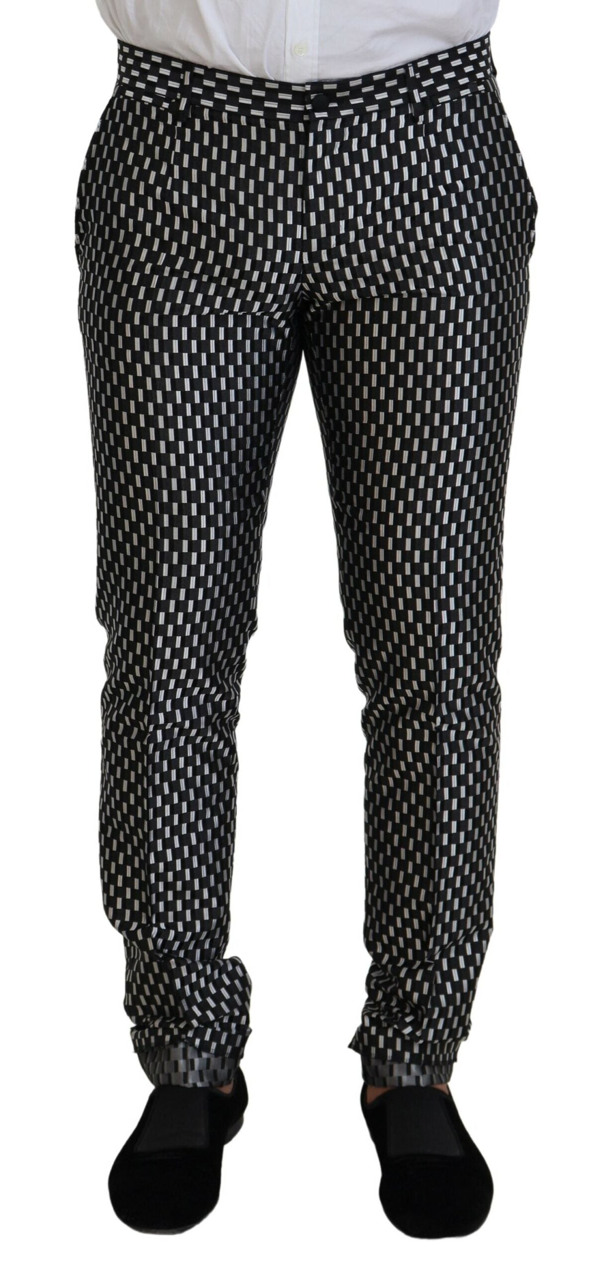 Dolce & Gabbana Zwart Witte Zijde MARTINI Slim Fit Pak