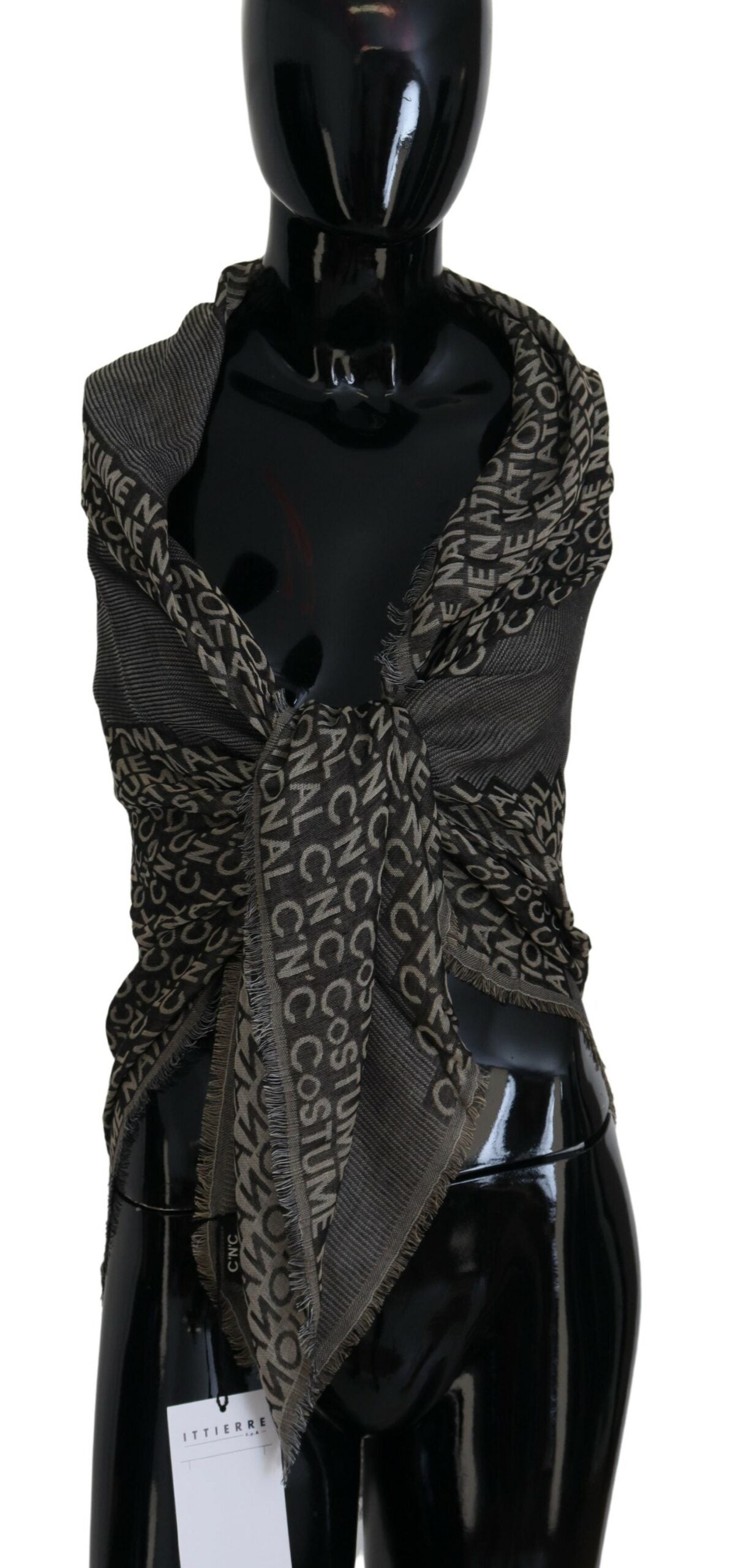Costume National Grauer Strickschal mit Logo