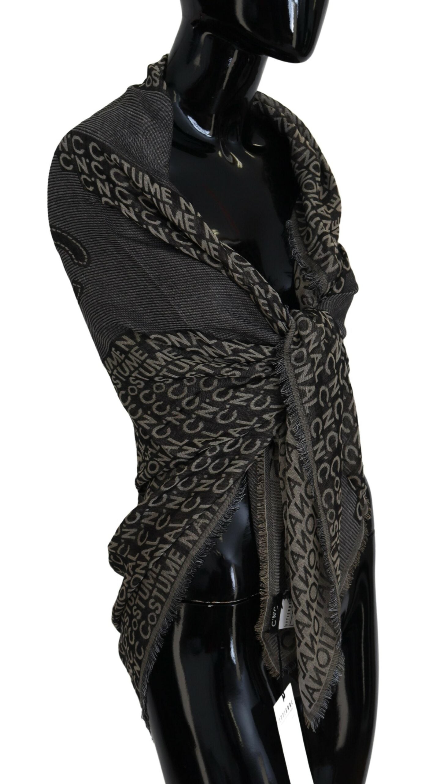 Costume National Grauer Strickschal mit Logo