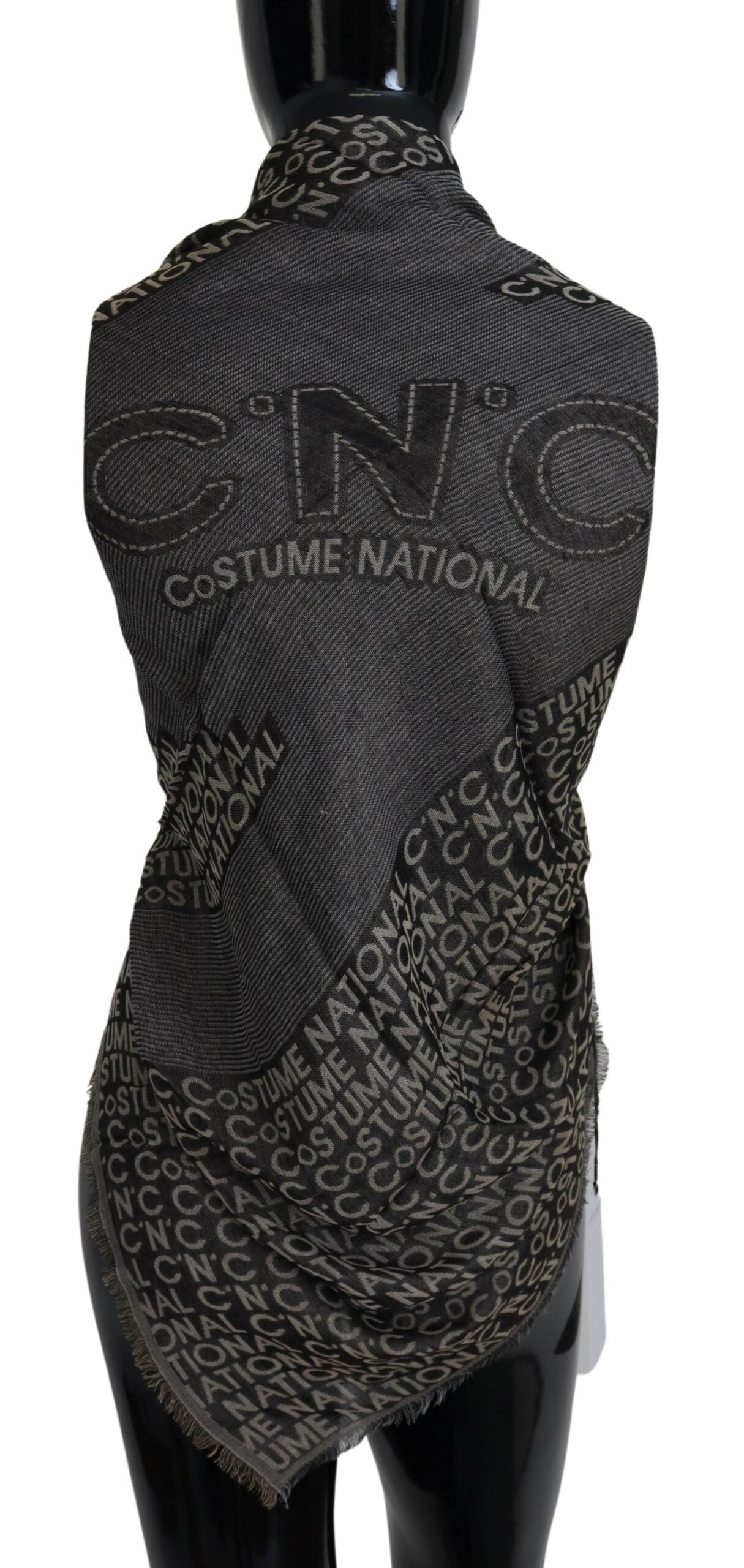 Costume National Grauer Strickschal mit Logo
