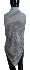 Costume National Schal Foulard Fransen Grau bedruckt