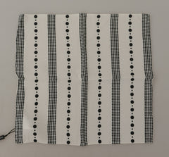 Dolce & Gabbana Witte Dotted Stripes Vierkante Zakdoek Viscose Sjaal