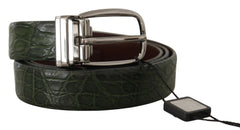 Dolce & Gabbana Groene Exotische Leren Riem met Zilveren Gesp