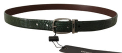 Dolce & Gabbana Groene Exotische Leren Riem met Zilveren Gesp