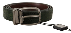 Dolce & Gabbana Groene Exotische Leren Riem met Zilveren Gesp