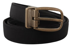 Dolce & Gabbana Zwarte Grosgrain Lederen Bronzen Metalen Riem