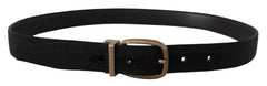 Dolce & Gabbana Zwarte Grosgrain Lederen Bronzen Metalen Riem